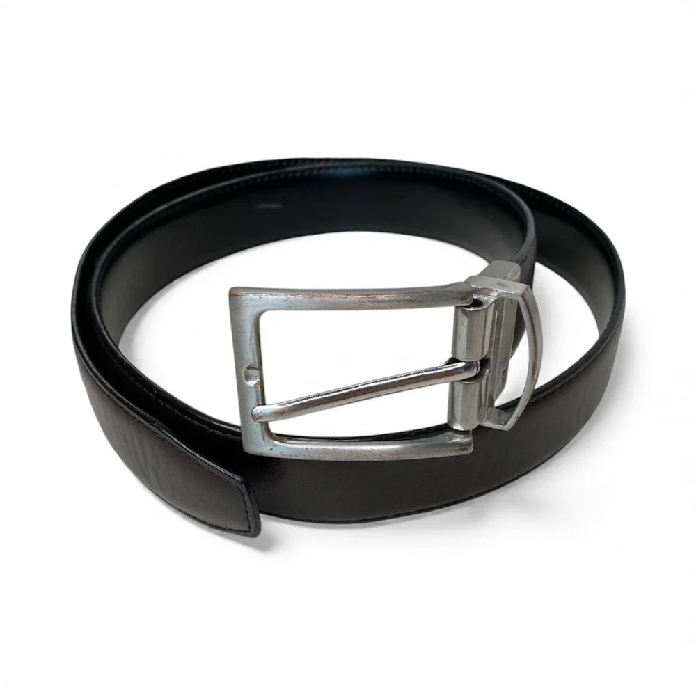Nordstrom Reversible Leather Belt‎ Silver Buckle Classic Size 32